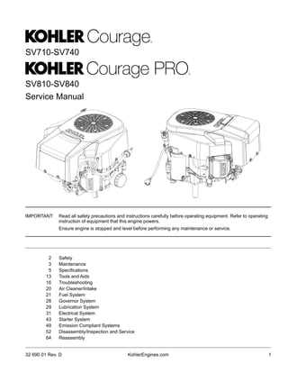 kohler 7000 series owners manual