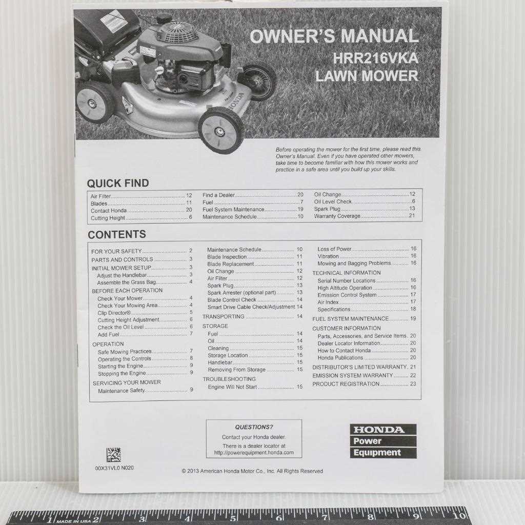 honda hrr2169vka owners manual