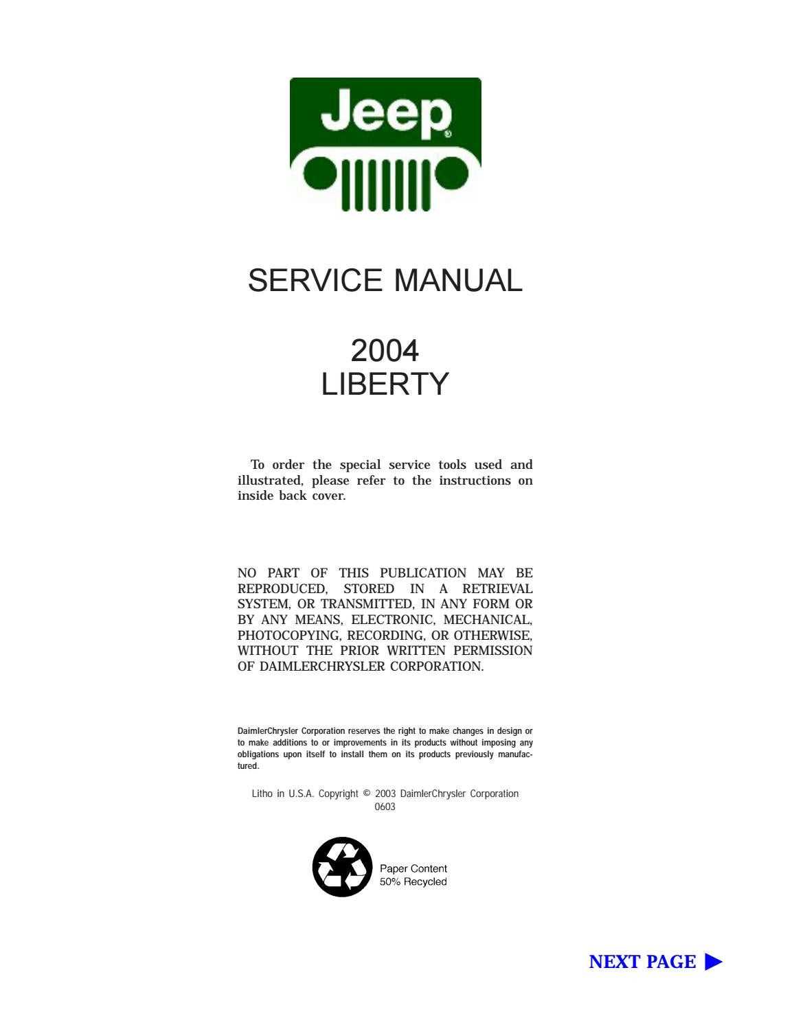 jeep liberty 2004 owners manual