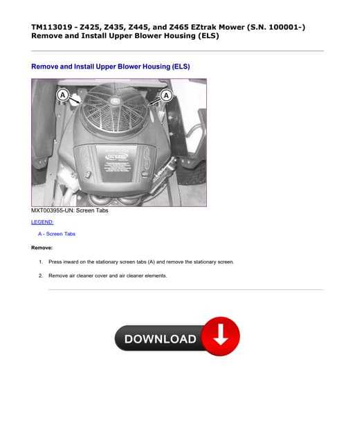 john deere z425 owners manual