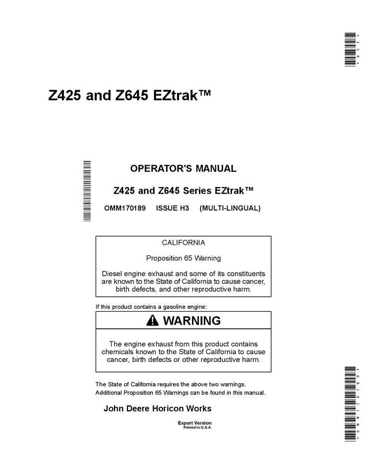 john deere z425 owners manual