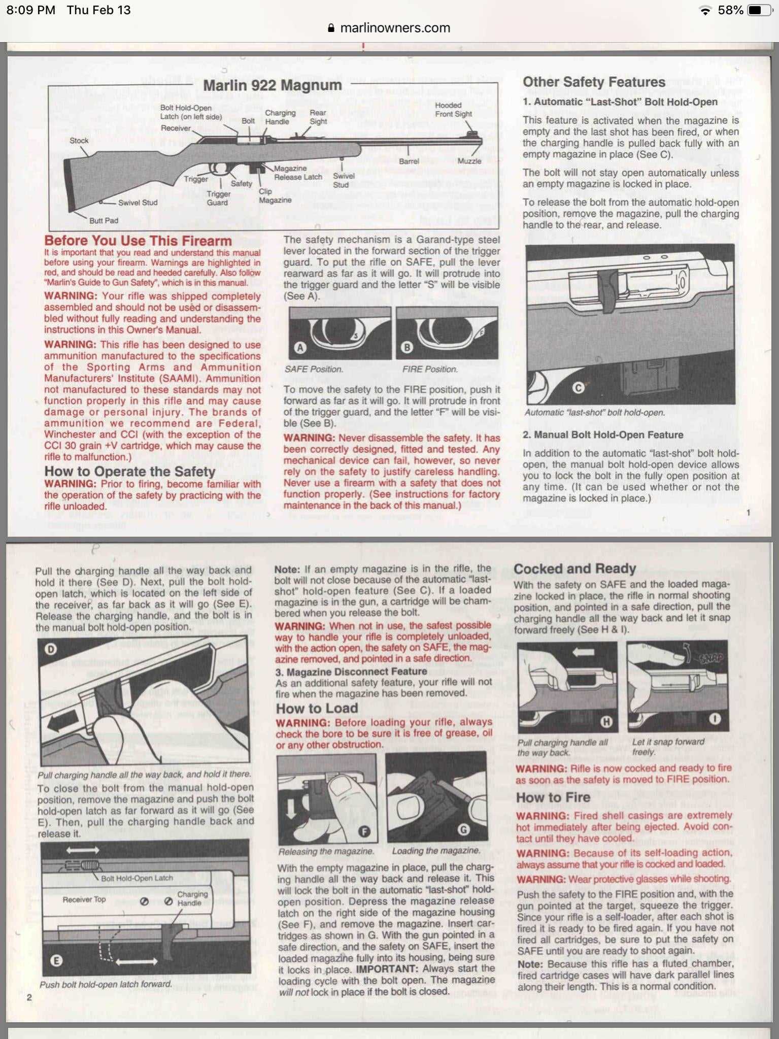 marlin 922m owners manual