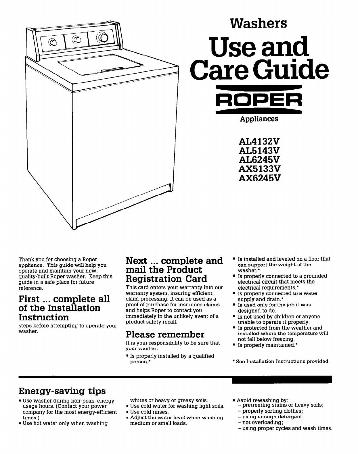 roper dryer owners manual