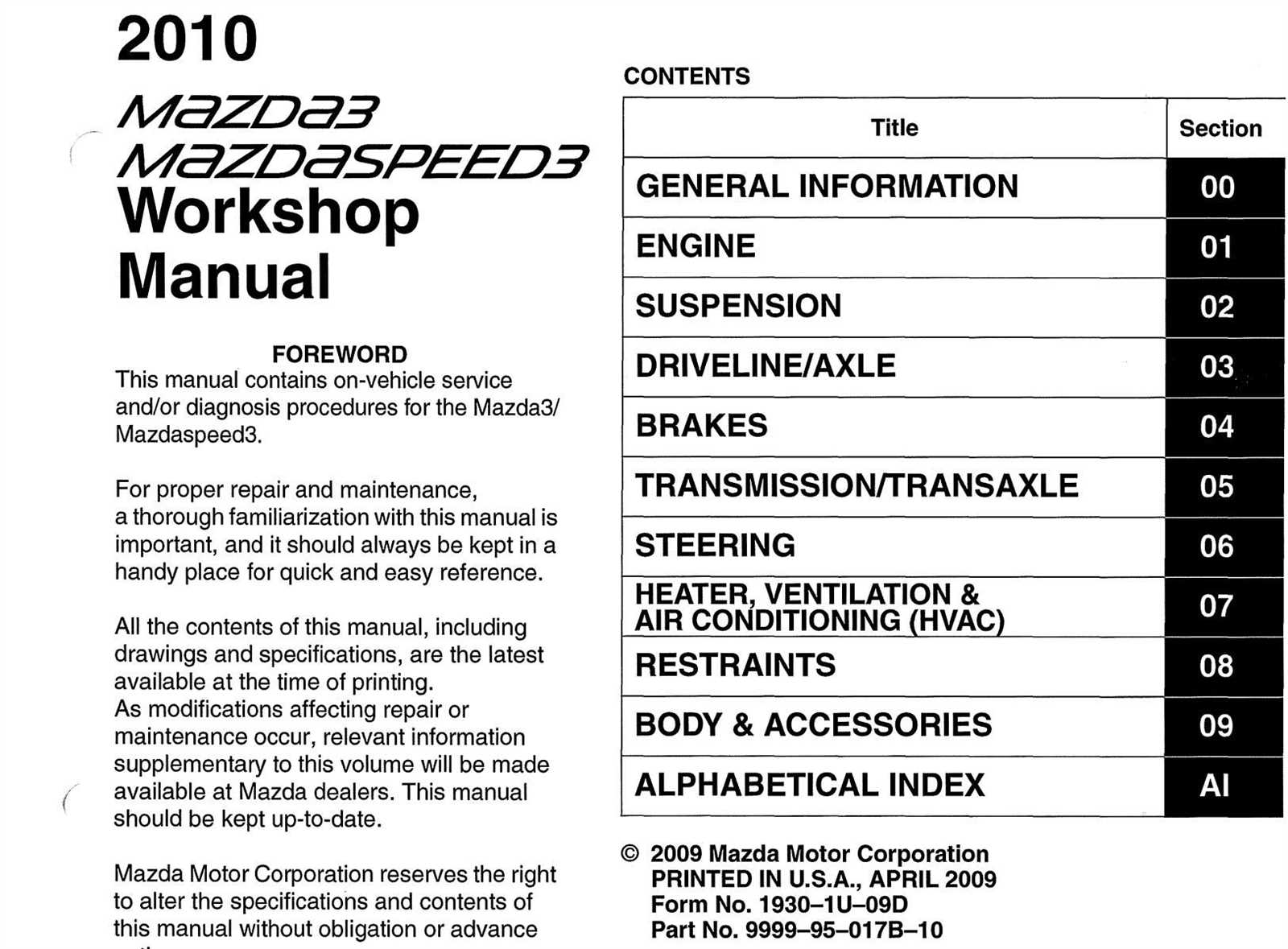 2010 mazdaspeed 3 owners manual