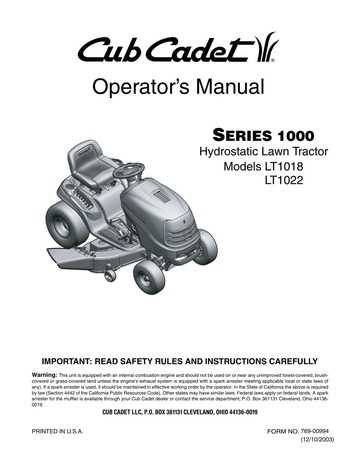 owners manual for cub cadet