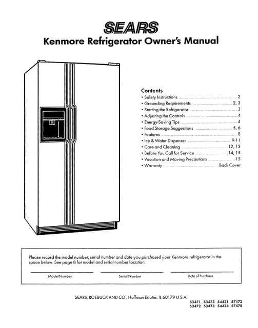 kenmore range owners manual