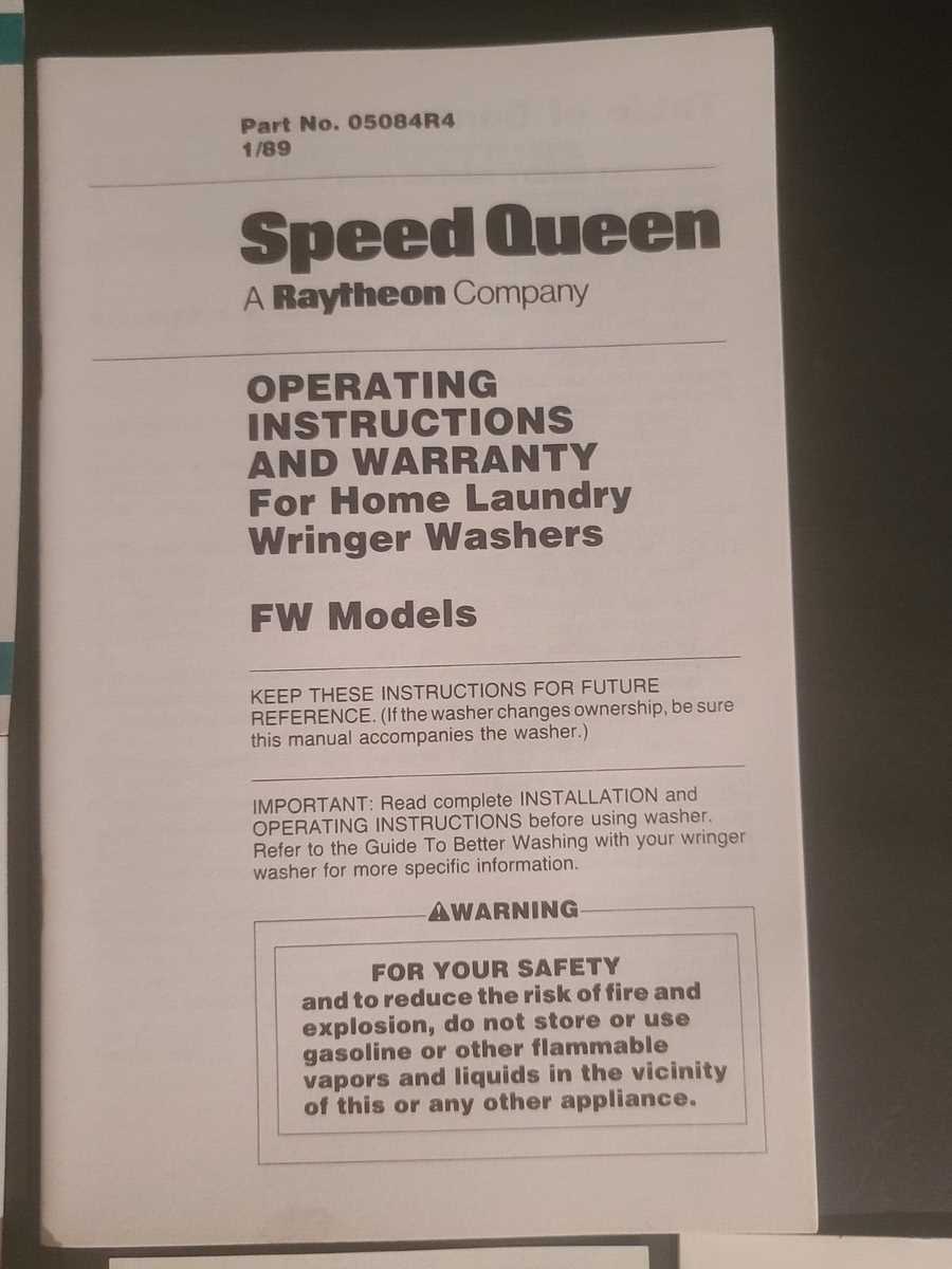 owners manual for speed queen washer