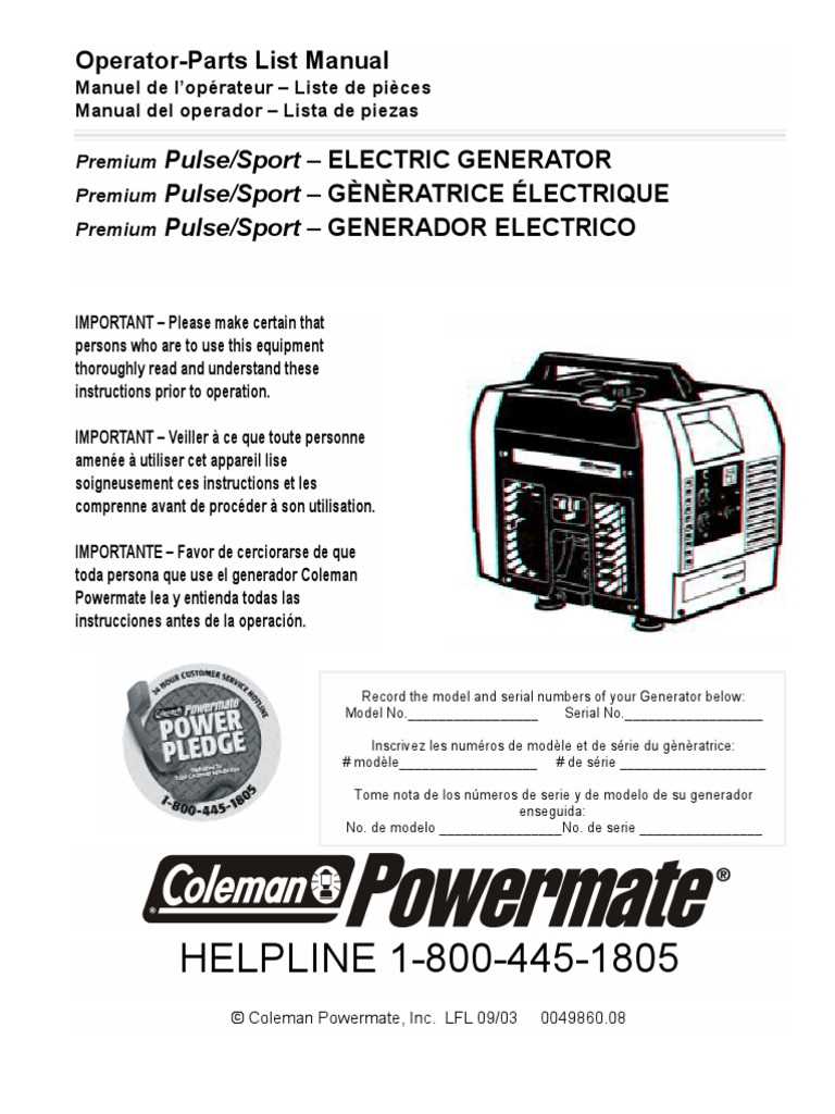 coleman powermate 1850 owners manual