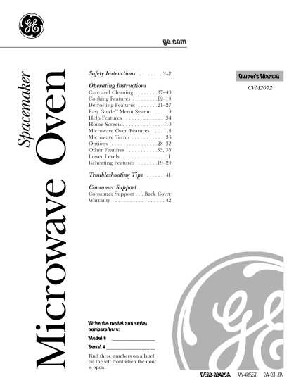ge oven owners manual