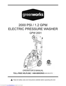 greenworks pressure washer owners manual