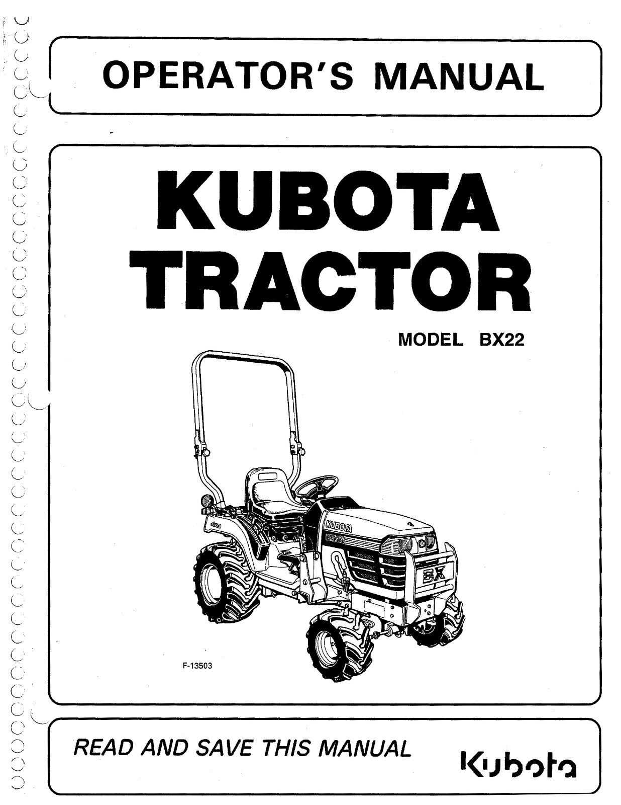 kubota bx22 owners manual