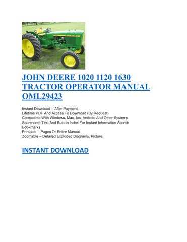 john deere 1020 owners manual