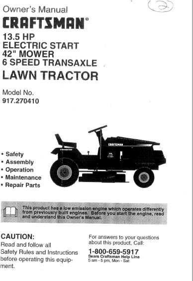 owners manual for craftsman 42 riding mower