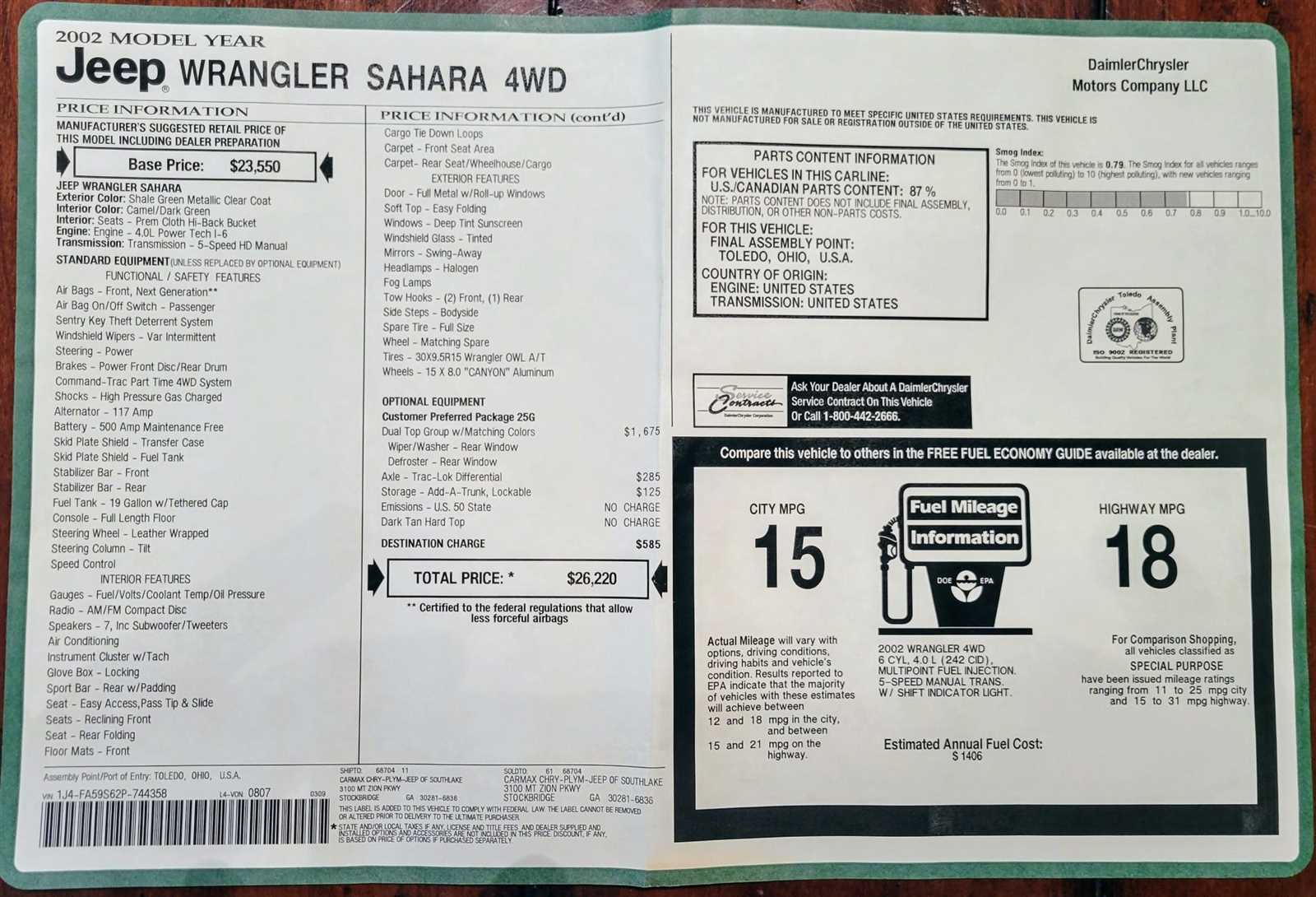 2002 wrangler owners manual