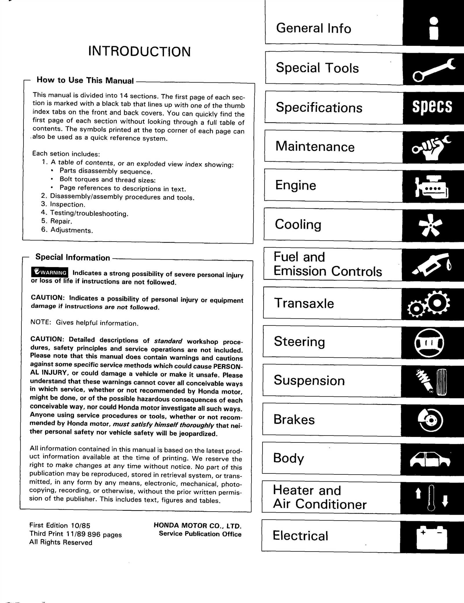 1989 honda accord owners manual