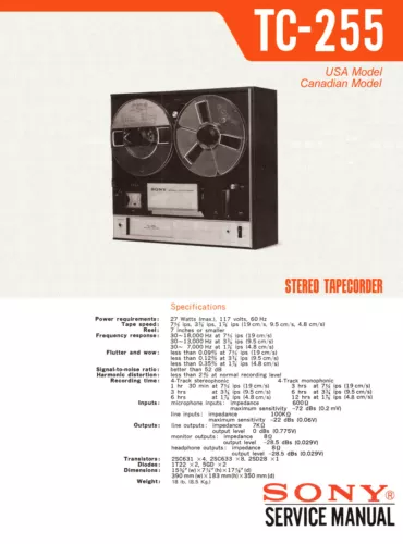 sony tc 350 owners manual
