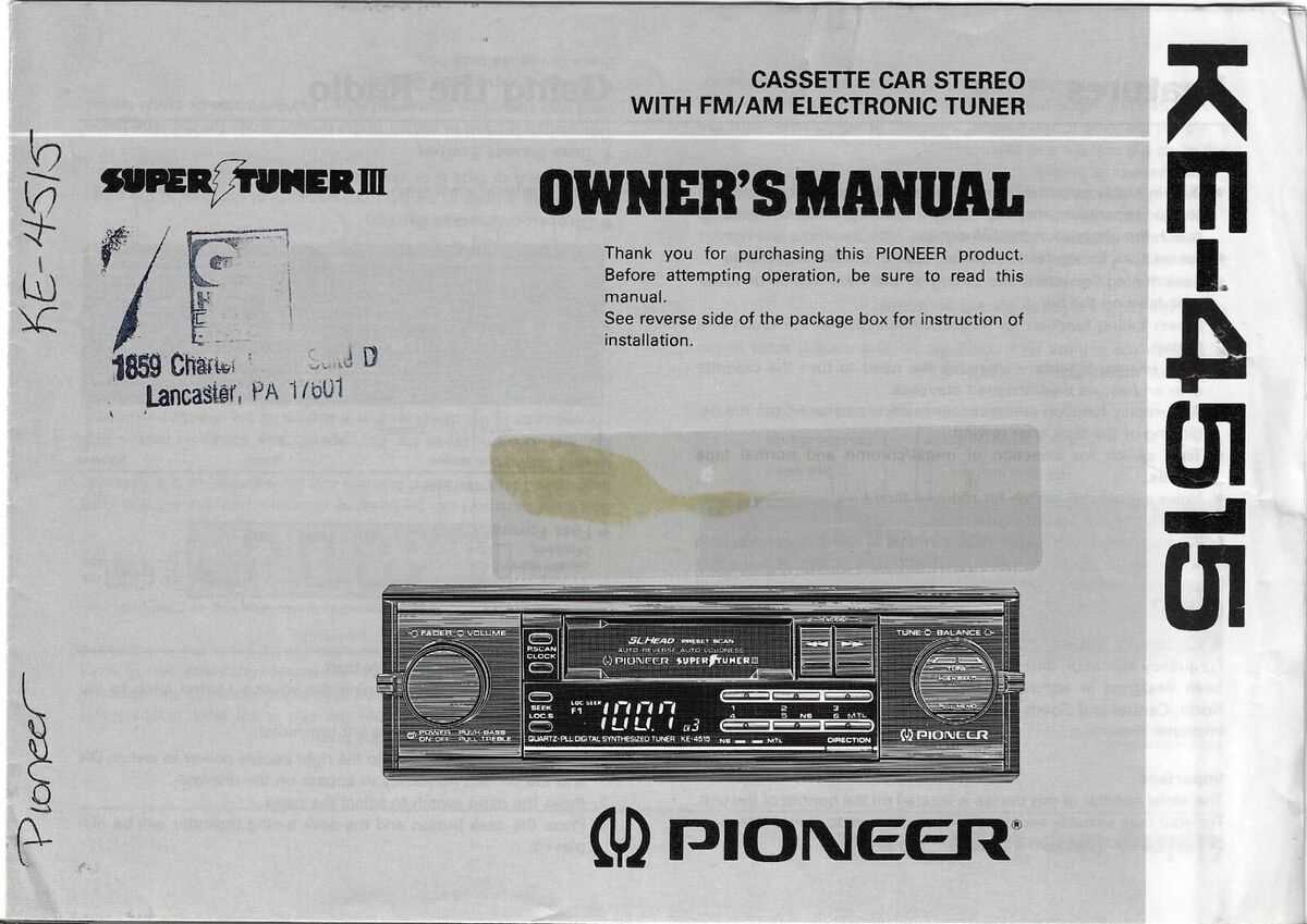 pioneer car stereo owners manual