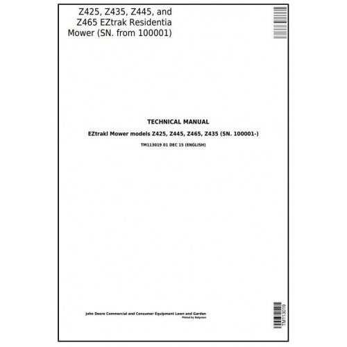 john deere z425 owners manual