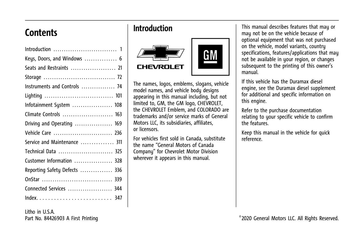 2021 chevy colorado owners manual