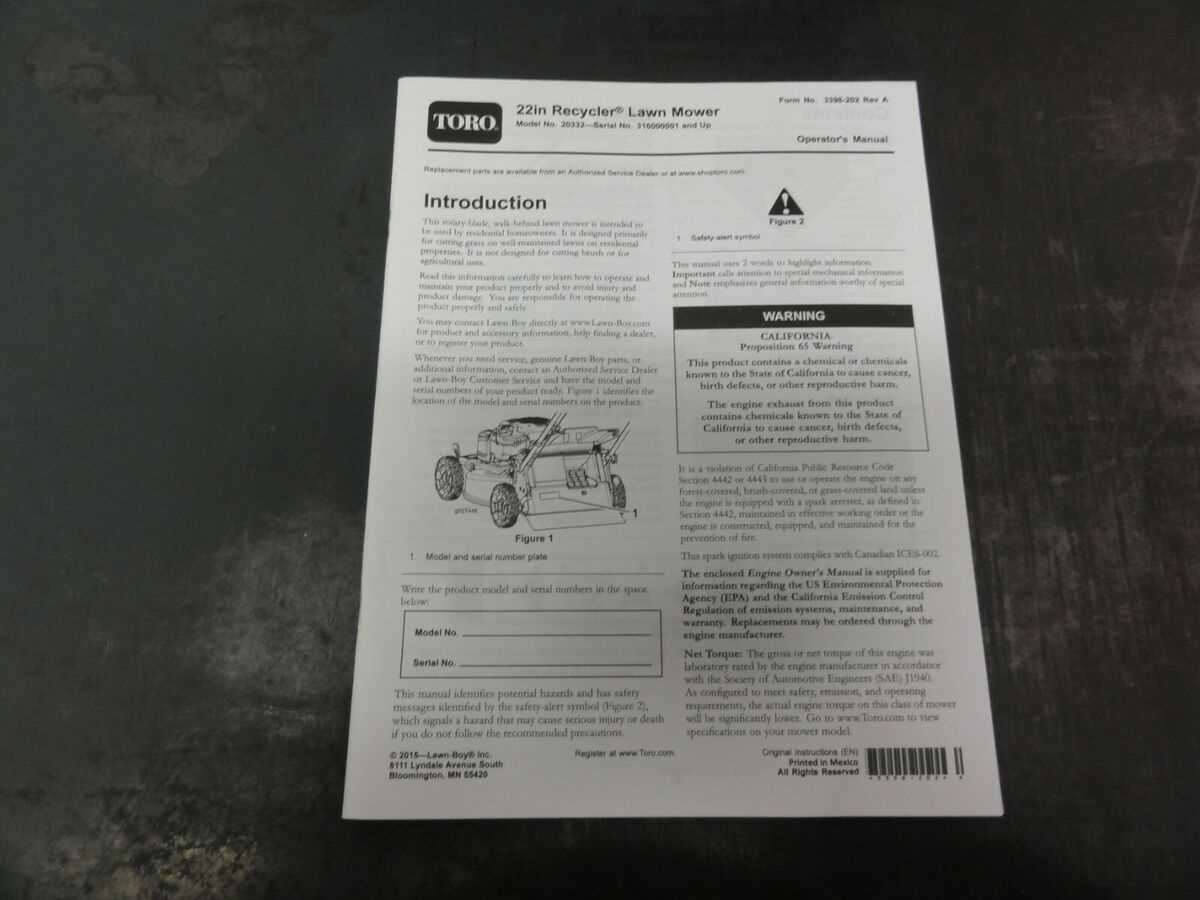 toro model 20332 owners manual