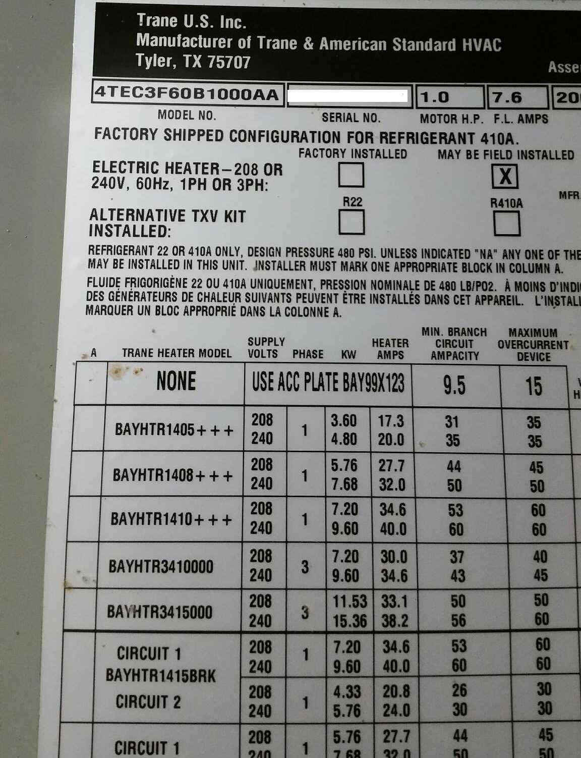 trane ac owners manual