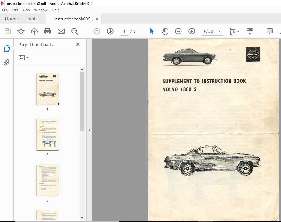 volvo p1800 owners manual