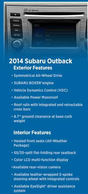 2014 subaru outback owners manual