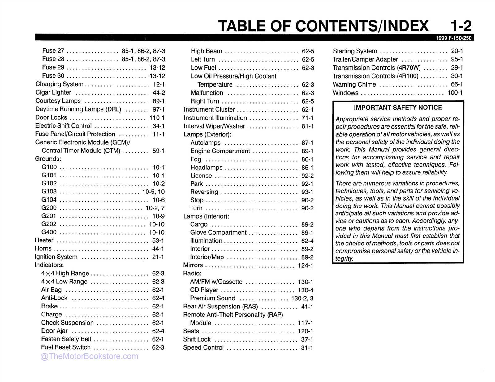 1999 ford f150 owners manual