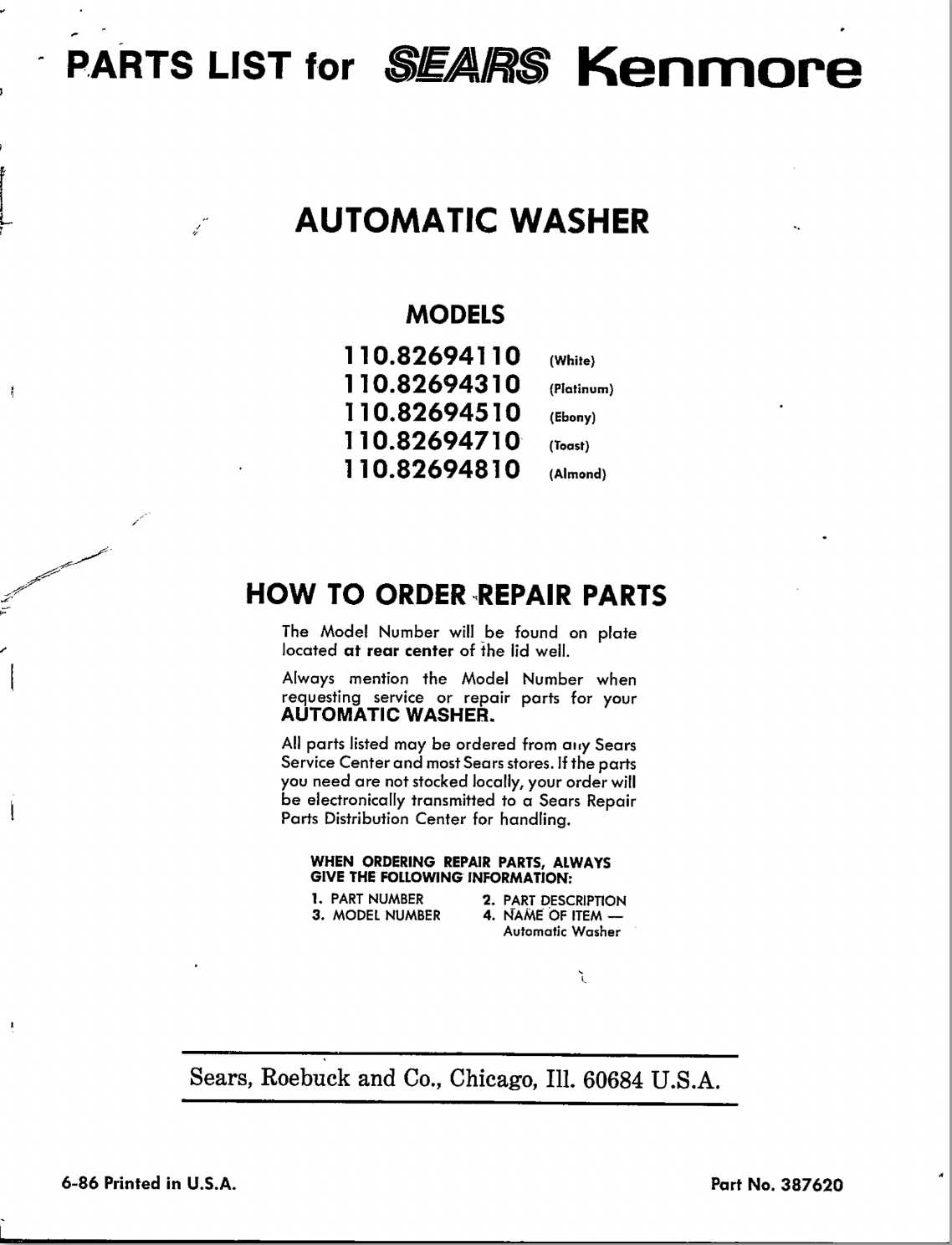 kenmore washer owners manual