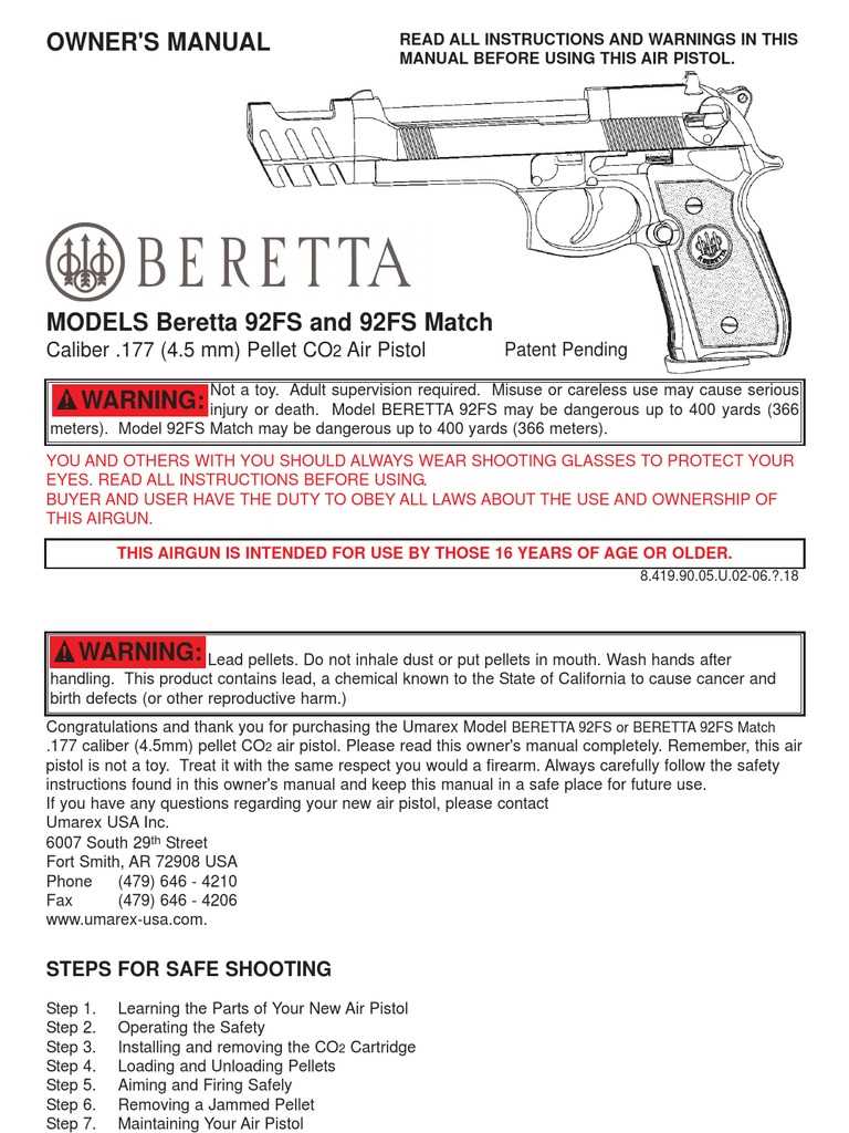 beretta 92fs owners manual