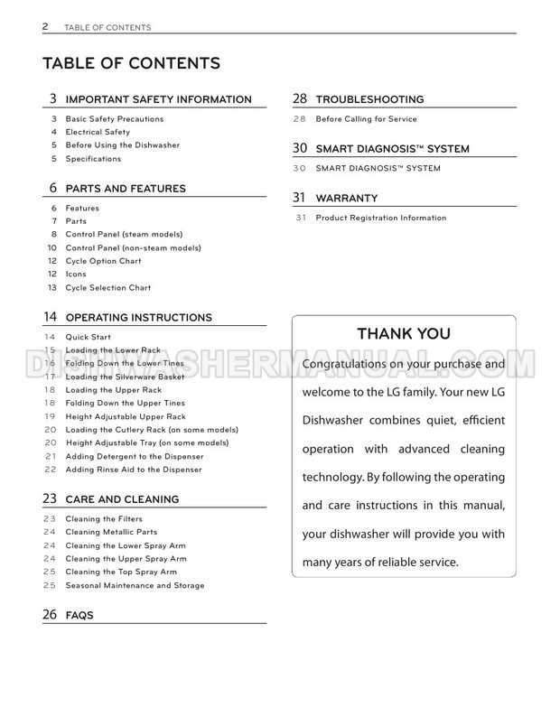 lg dishwasher owners manual