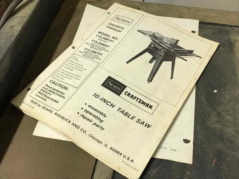 craftsman 10 table saw owners manual