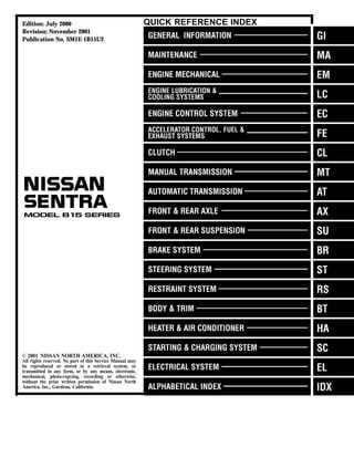 2001 nissan sentra owners manual