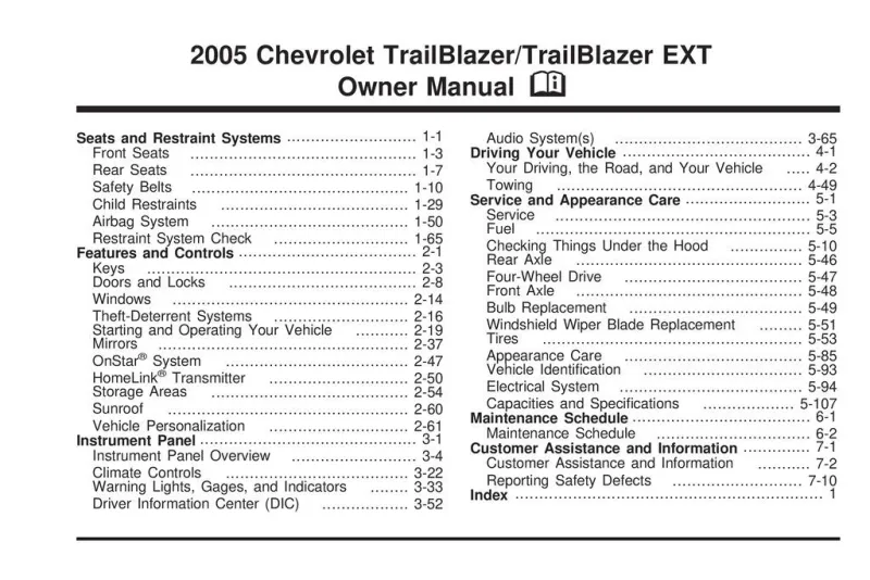 2005 chevy trailblazer lt owners manual