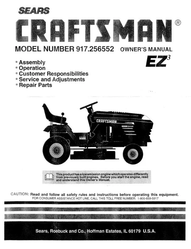 owners manual for craftsman 42 riding mower