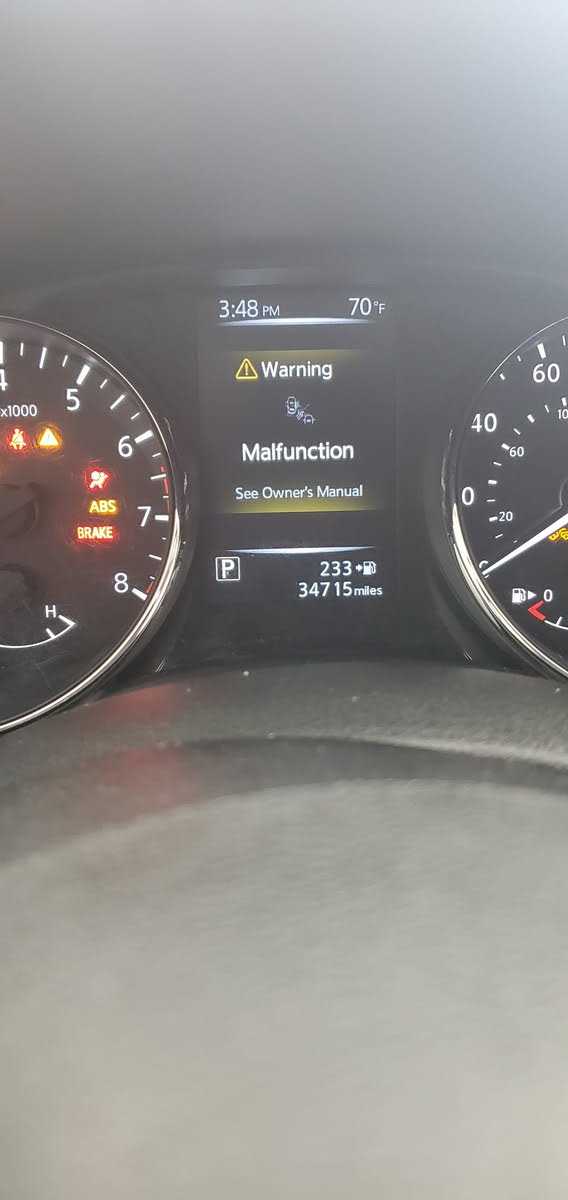 nissan rogue   warning malfunction see owners manual