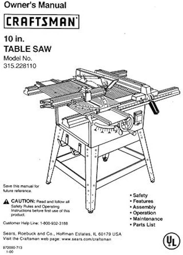 craftsman 10 table saw owners manual