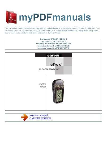 garmin etrex owners manual