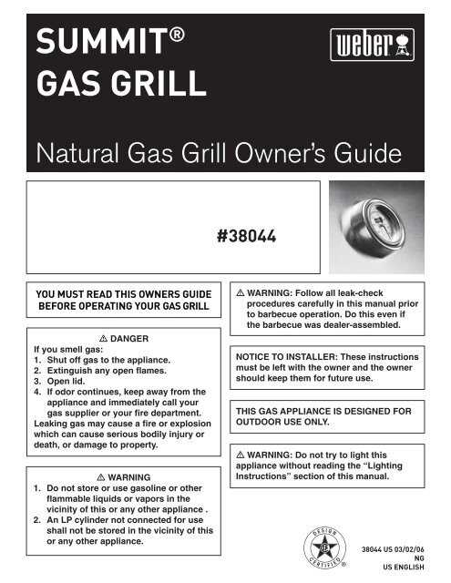 weber gas grill owners manual
