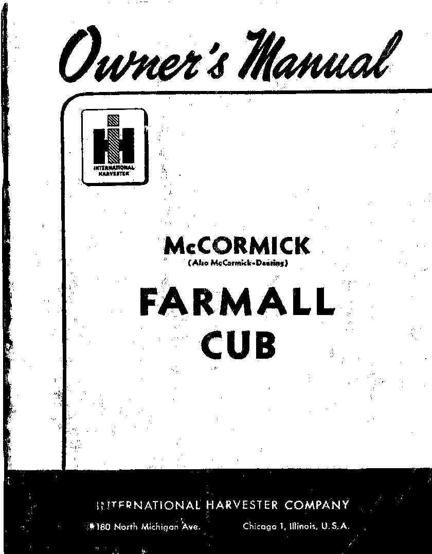 1949 farmall cub owners manual