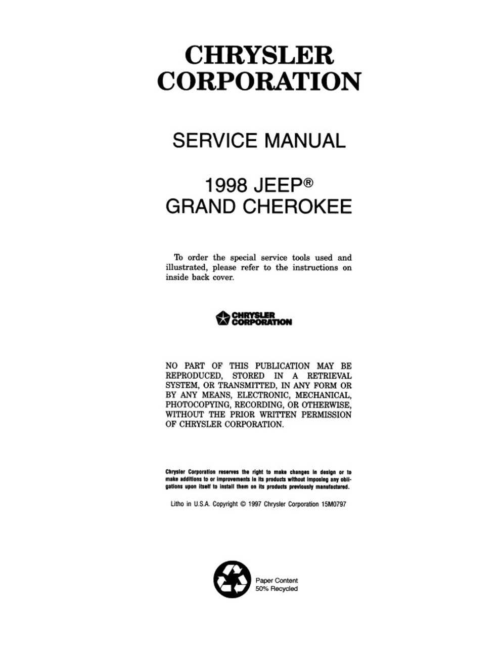 1997 jeep grand cherokee laredo owners manual