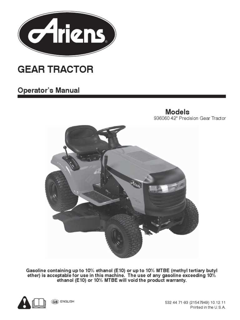 ariens riding mower owners manual