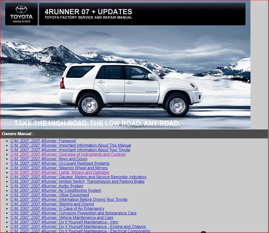 2007 toyota 4runner owners manual